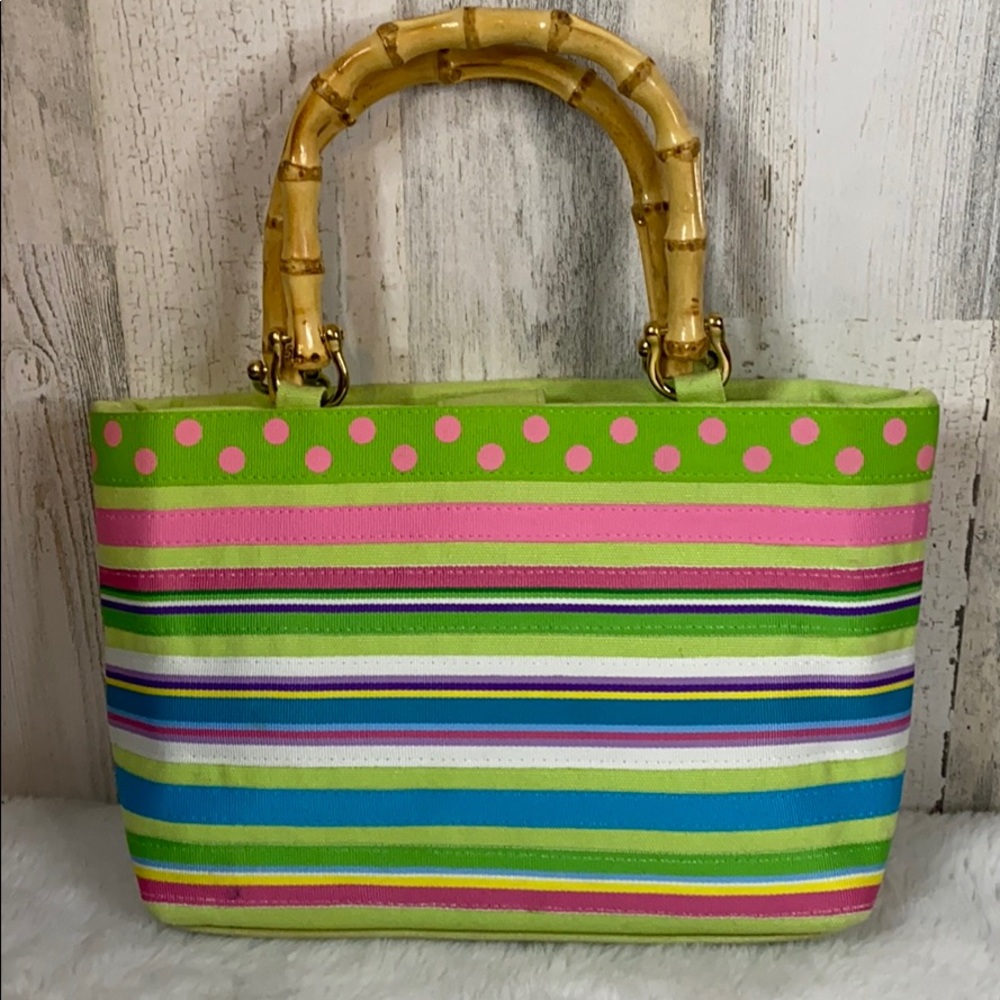 Tianna Fuchsia Adorable Purse With Bamboo Handles